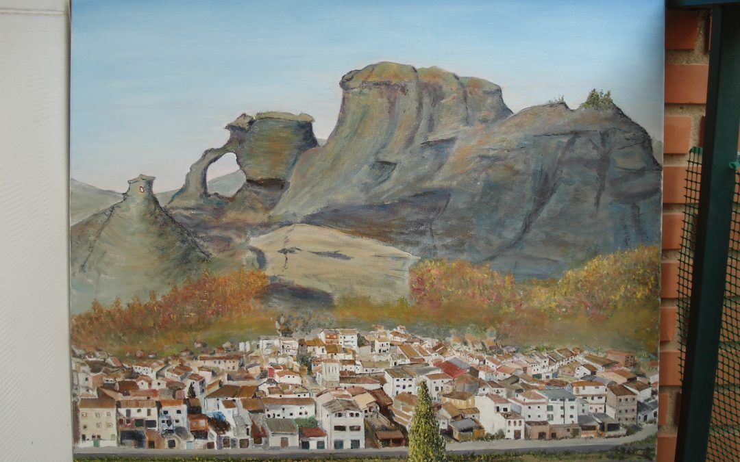 El pueblo de Boniches y «La horadá», todo junto.
