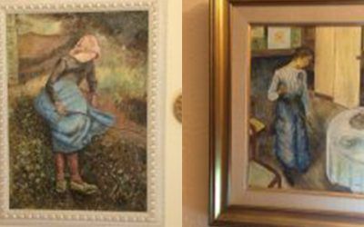 Pissarro. La niña con rama y la pequeña campesina.