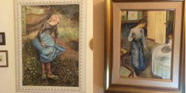 Pissarro. La niña con rama y la pequeña campesina.