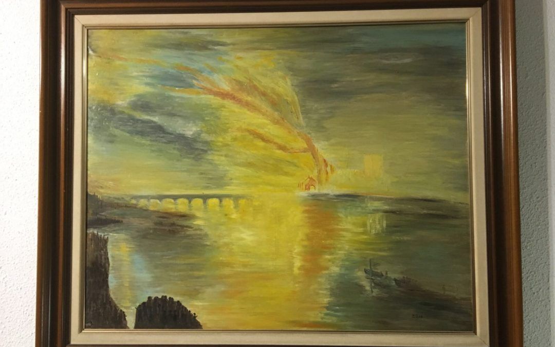 El incendio del parlamento de Londres,1835. Turner.